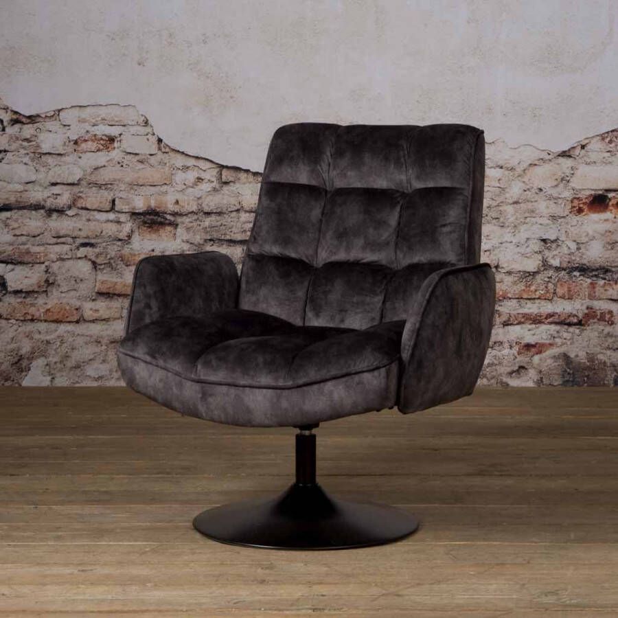 Towerliving Draaibare Fauteuil Tropea Velvet Donkergrijs