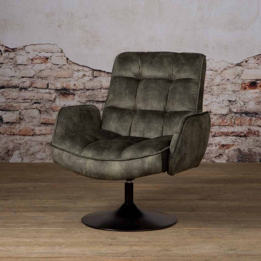Towerliving Draaibare Fauteuil Tropea Velvet Donkergroen