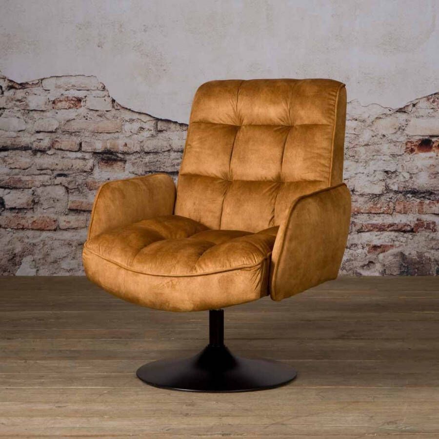 Towerliving Draaifauteuil Tropea Velvet Okergeel
