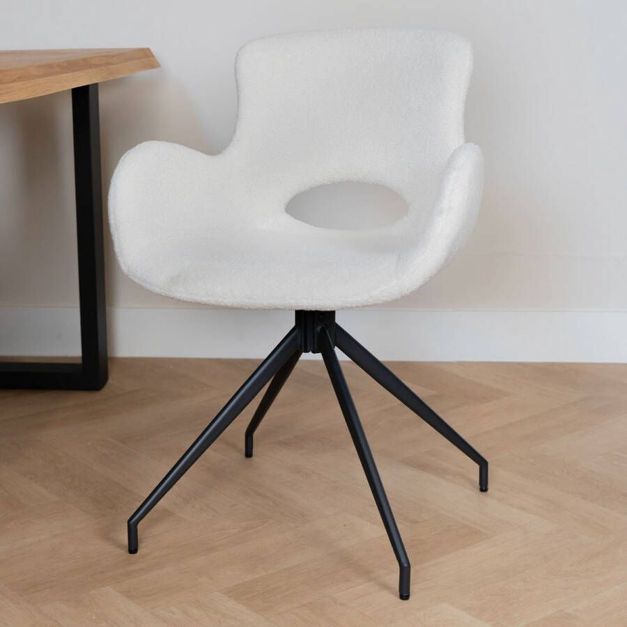 Towerliving Eetkamerstoel Campo Wit Teddy Draaibaar