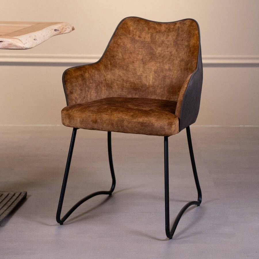 Towerliving Eetkamerstoel Garda Yellow Velvet