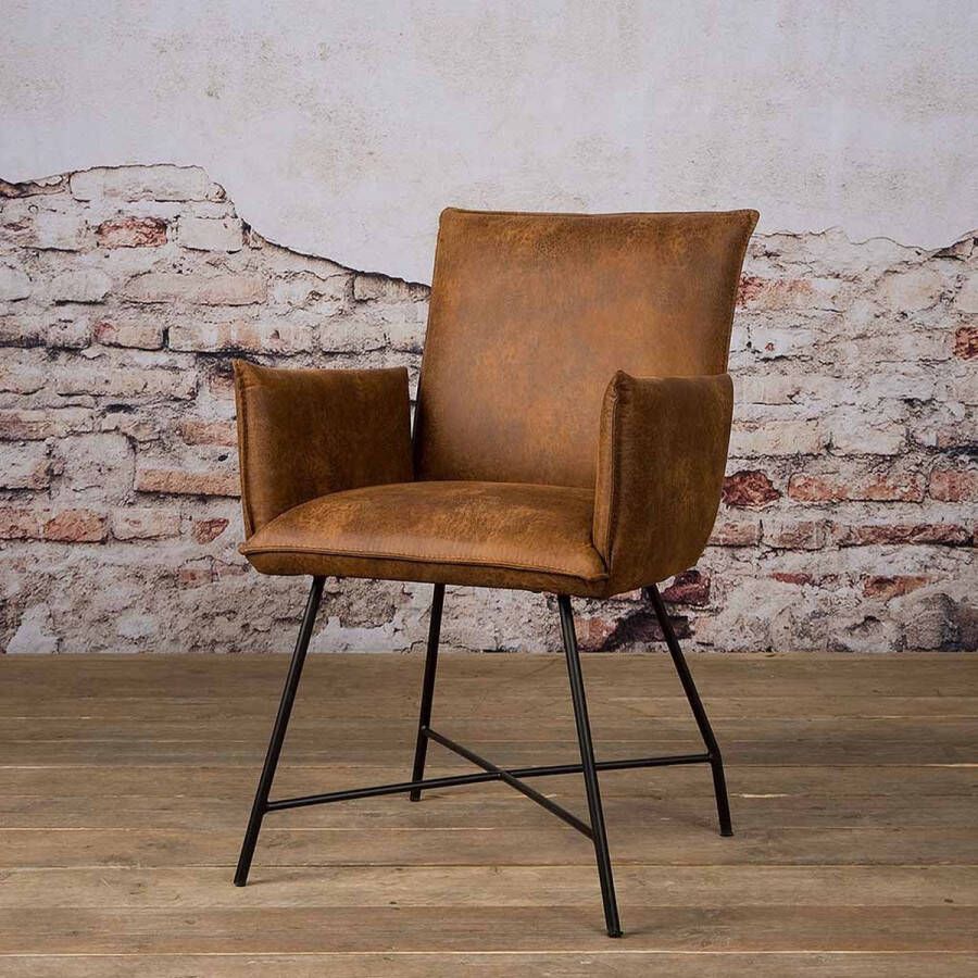 Towerliving Eetkamerstoel Trofa Met armleuning Fabric Amazon Cognac