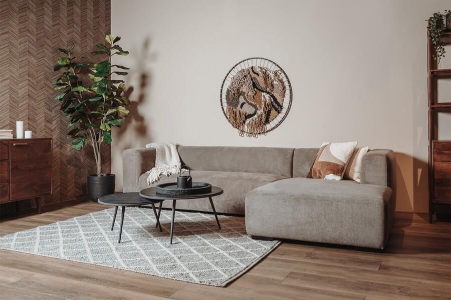 Towerliving Bank Glasgow Chaise Rechts Bruin Stof - Foto 2