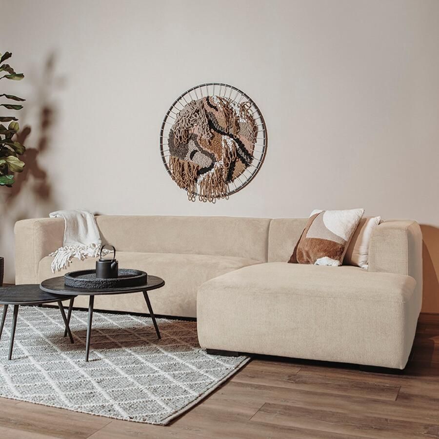 Towerliving Bank Glasgow Chaise Rechts Naturel Stof