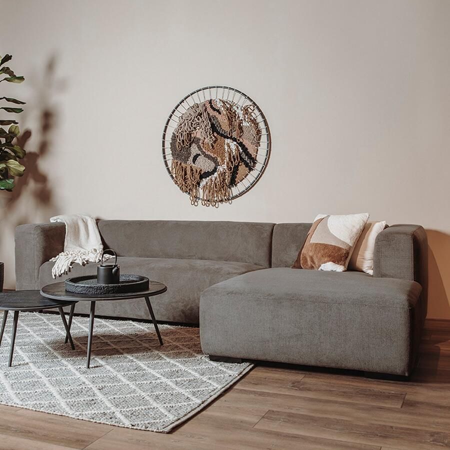 Towerliving Bank Glasgow Chaise Rechts Grijs Stof