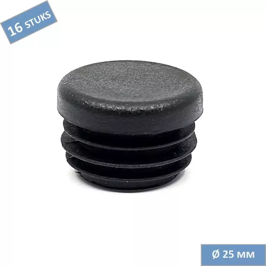 TQ4U Top Quality For You TQ4U meubeldop Ø 25 mm Glijvoet Inlatend Voor ronde buis Zwart 16 stuks