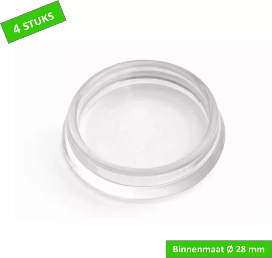 TQ4U Top Quality For You TQ4U meubelschotel glijschotel Ø 28 mm Transparant kunststof Voor bescherming van tapijt 4 STUKS