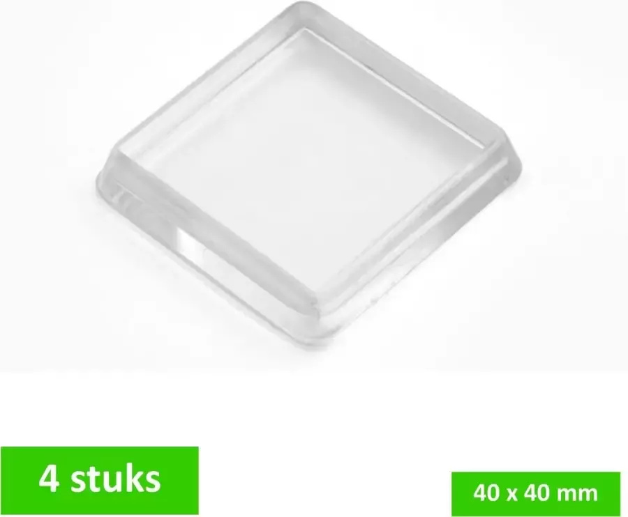 TQ4U Top Quality For You TQ4U meubelschotel glijschotel 40 x 40 mm Transparant kunststof Bescherming van tapijt Inwendige x 30 mm 4 STUKS