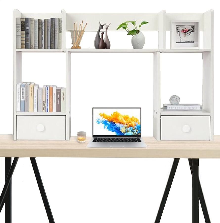 TradeActive Bureau Organizer Bureaukast Boekenrek Boekenkastje Desk Opbergen Met Dwarsplanken en Lades