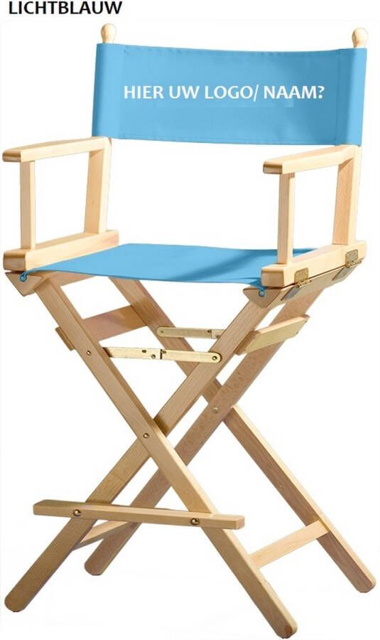 Tradeshopping Professionele Make up stoel Regisseursstoel visagie stoel make-up stoel uit beukenhout. Frame: natuur Stof: lichtblauw
