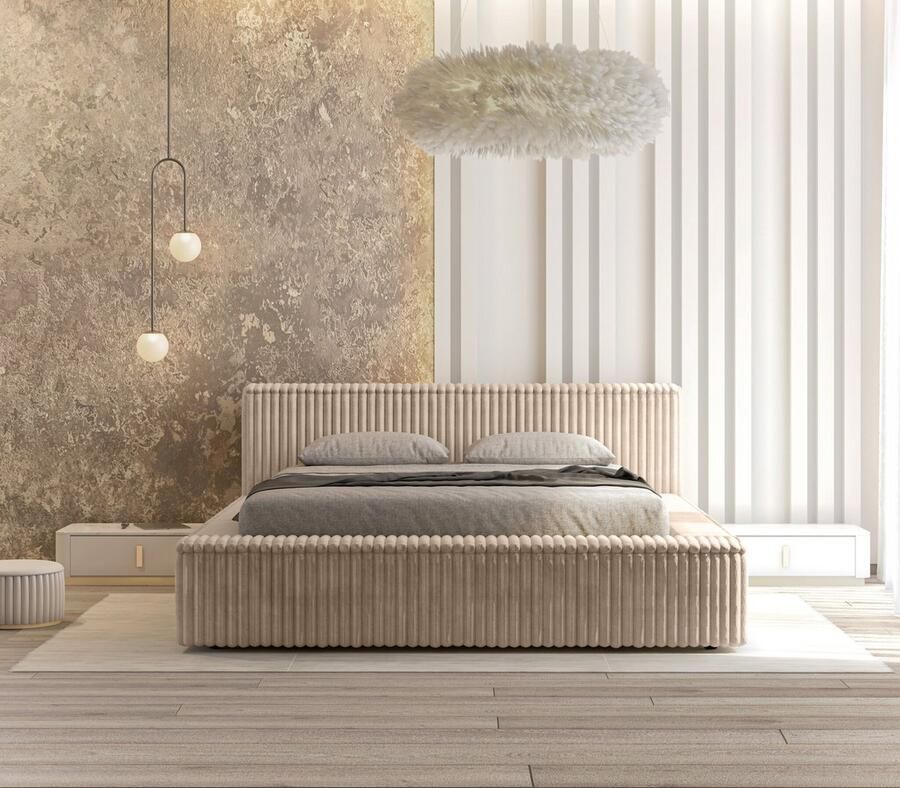 Trea Mobler Trae Mobler Melody 160 x 200 cm Gestoffeerd Bed Creme