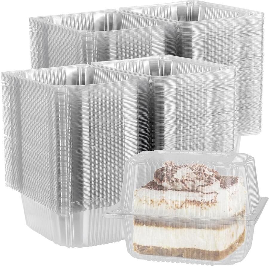 Trankielo 100 stuks taartdozen doorzichtige plastic cupcakes herbruikbaar BPA-vrij ruimtebesparend