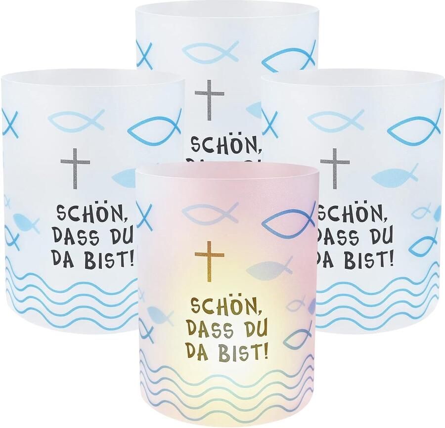 Trankielo 12 stuks visvormige windlicht mini tafellampen voor decoratie Ca. 80 x 100 cm vislichthoes voor communie en doop Theelichten blauw decoratief voor jongens en meisjes mooi dat je daar bist