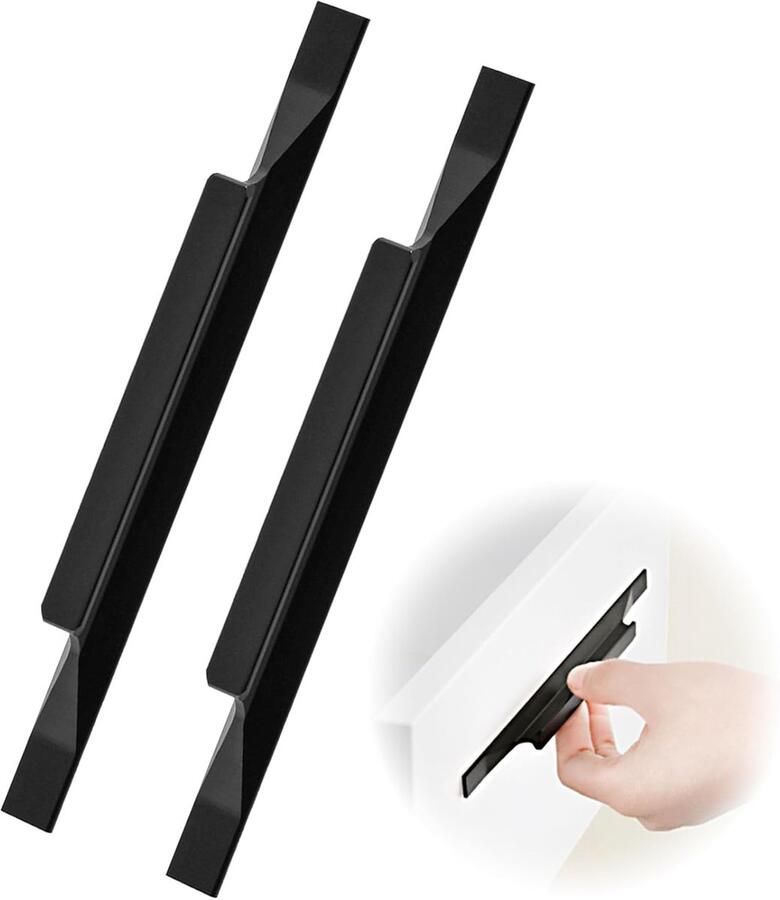 Trankielo 2-pack Schuifdeur Handgrepen – Zwart RVS Keukenkast Deurgrepen 64mm Gat-afstand – T-Bar Handvat voor Kledingkast Keuken Lade