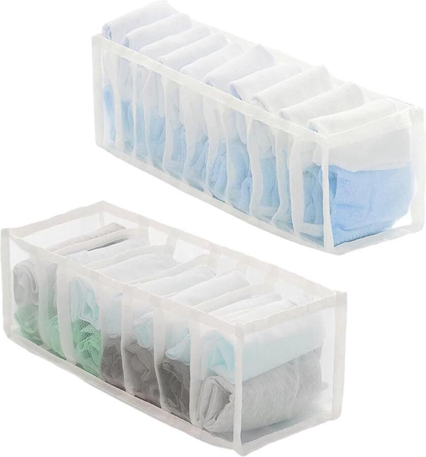 Trankielo 2 Stuks Opvouwbare Kledinglade-Organizer – Ruimtebesparend Duurzaam Nylon Geschikt voor Ondergoed Sok en Stropdas