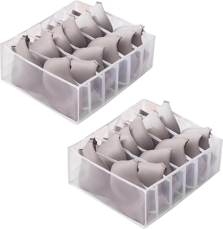 Trankielo 2 stuks opvouwbare organizer voor ondergoed – ruimtebesparend ademend nylon mesh veelzijdig voor kledingkast