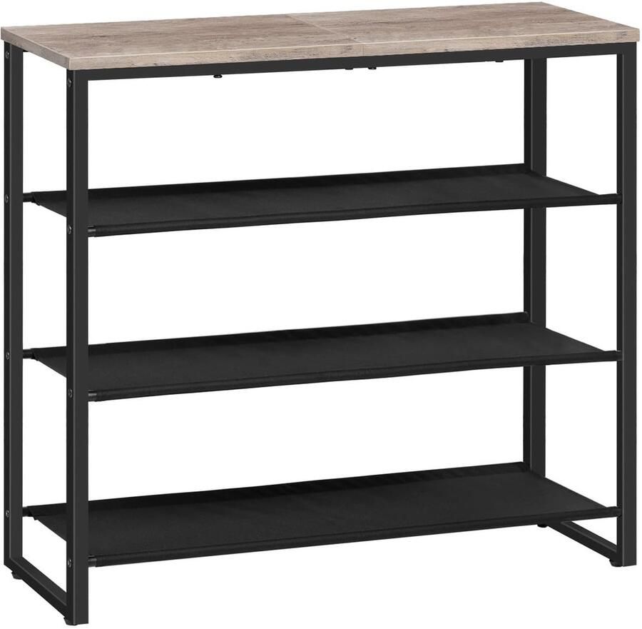 Trankielo 4-laags schoenenrek met Oxford stoffen en paneel – voor 12-16 paar – verweerd grijs