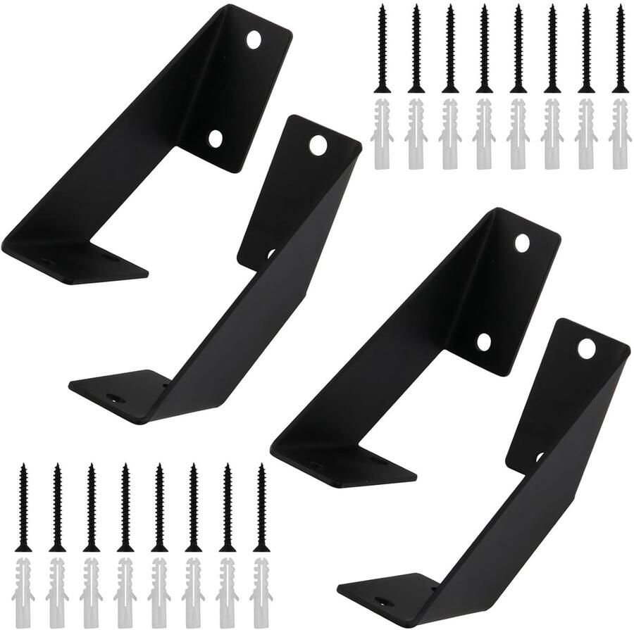 Trankielo 4 stuks 15 cm zwarte plankhouders – zware belasting – metalen wandhouder – ruimtebesparend design