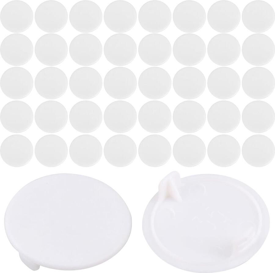 Trankielo 40 stuks witte kunststof scharnierhoezen Scharniergat vuldoppen voor wandkasten Duurzaam en veelzijdig