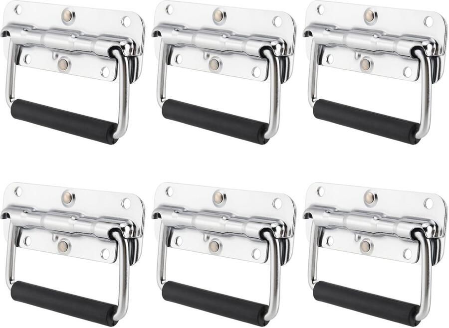 Trankielo 6 Stuks Roestvrij Stalen Klapgrepen voor Kisten en Gereedschapskisten Handige Hardware Vervanging voor Kisten en Opbergdozen Set van 6 Afmetingen 110 mm x 76 mm