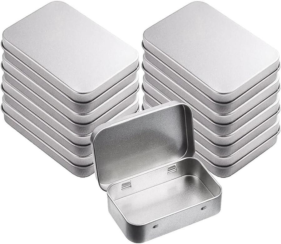 Trankielo 8 Stuks Blikjes Opslag Containers Rechthoekige Metalen Dozen Draagbaar voor Thuis Organisatie