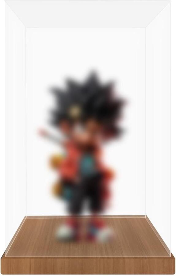 Trankielo – Acryl Vitrine met Walnoothouten Basis Transparante Displaybox voor Verzamelobjecten Speelgoed Beeldjes 15x15x25cm