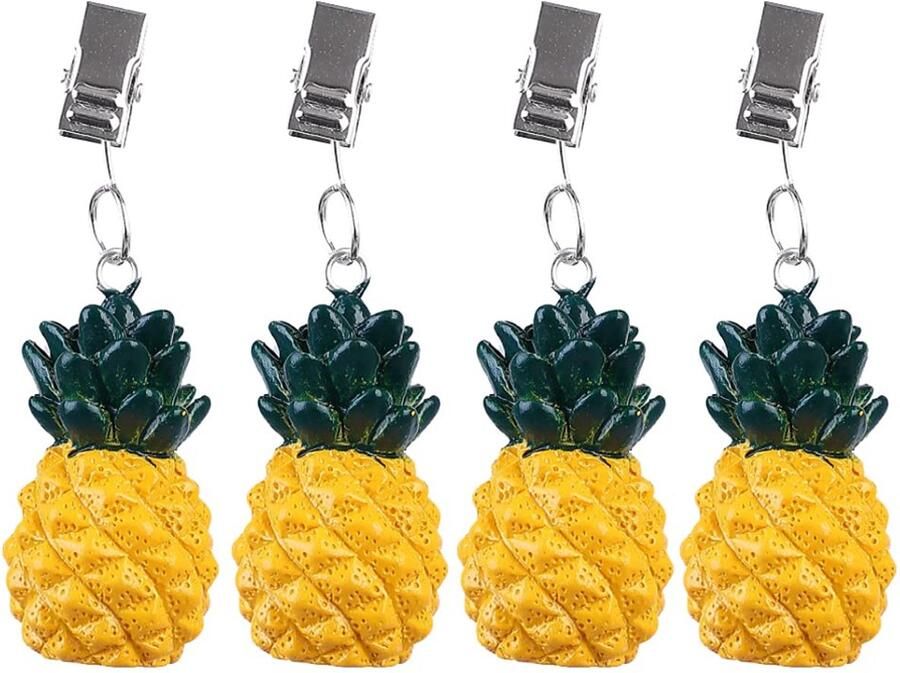 Trankielo Ananas Tafelkleedgewichten Set van 4 – Polyhars Weerbestendig – Tafelkleed Verzwaring voor Binnen en Buiten