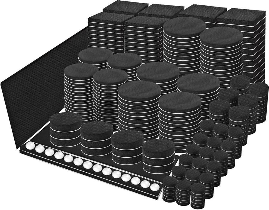 Trankielo Antislip Meubel Pads – 156 Stuks Mix van Ronde Vierkante en Rechthoekige Zelfklevende Rubberen Voeten – Vloerbeschermers tegen Krassen – Geschikt voor Hardhouten Vloeren