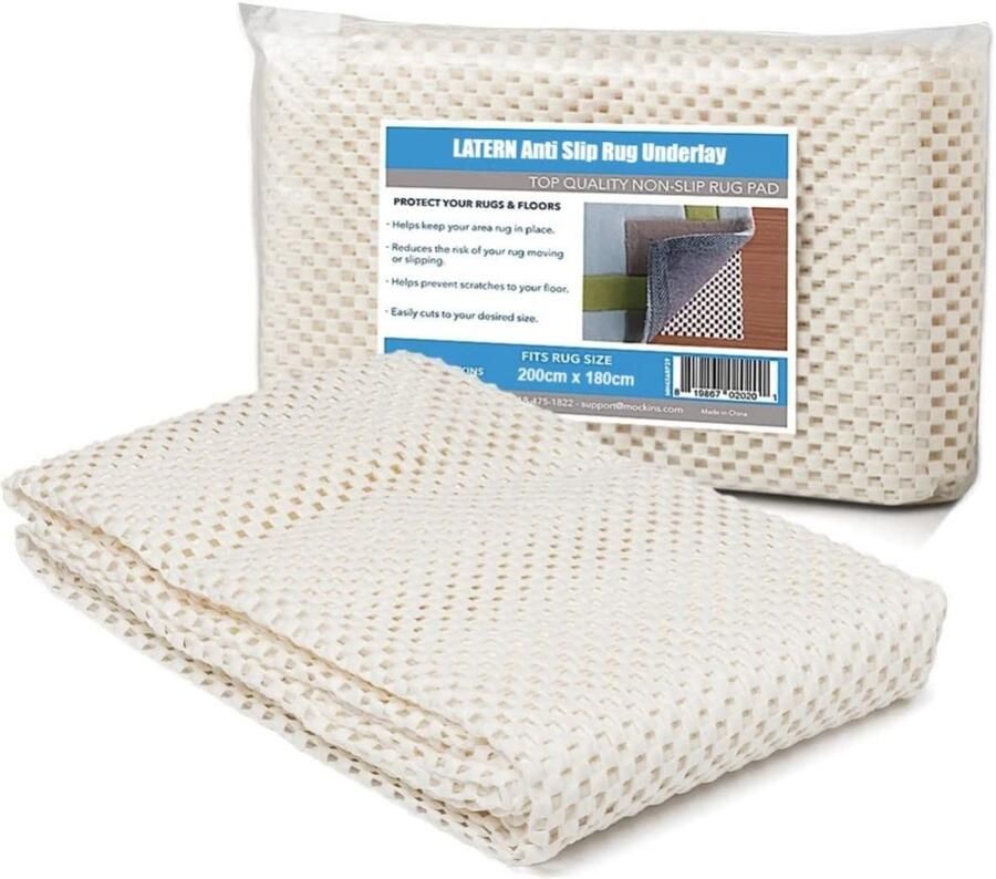 Trankielo – Antislip Vloerkleed Onderlaag 180x200cm – Hoge Kwaliteit PVC – Snijbaar Matontwerp – Beschermende Grijper voor Houten Vloeren