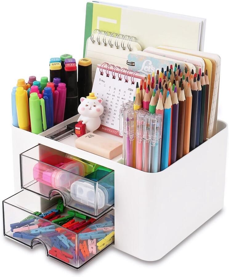 Trankielo – Bureau Organizer – Compacte Bureauopruimer – Wit – Ideaal voor Kantoor – Duurzaam Materiaal