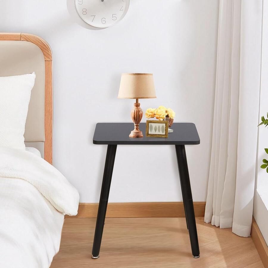 Trankielo Compacte Bijzettafel Perfect voor Slaapkamer en Woonkamer Set van 2 Zwart