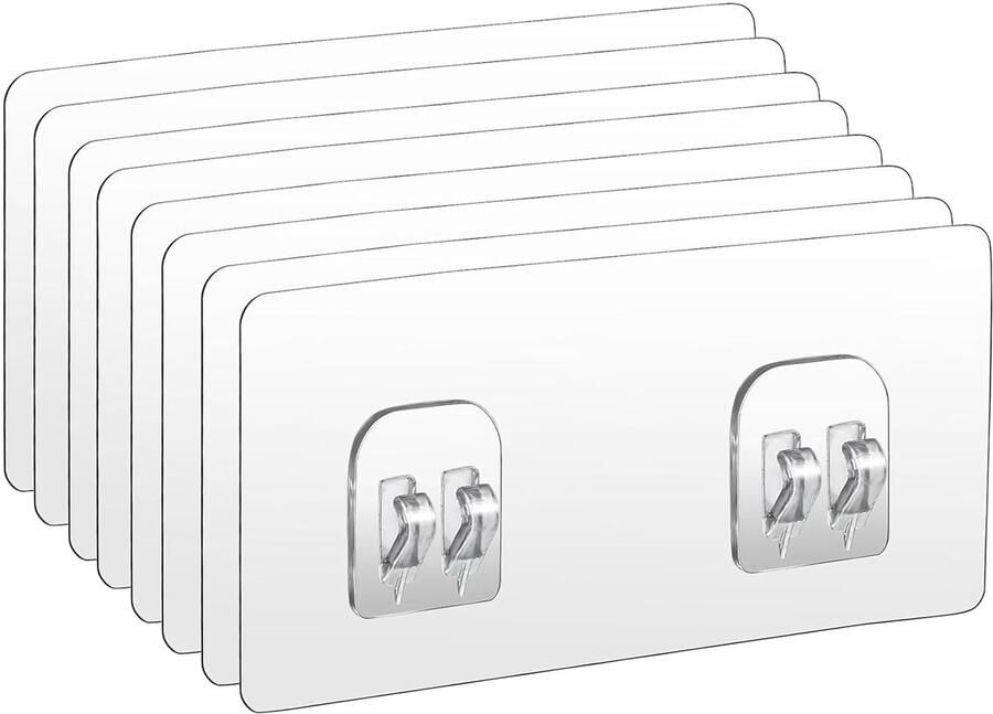 Trankielo Douche Caddy Zelfklevende Haken Waterdicht Transparant Geen Boren 8 Stuks voor Badkamer en Keuken