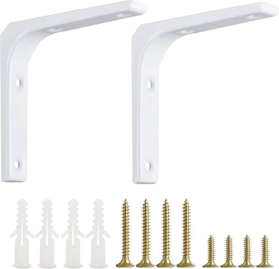 Trankielo – Duurzame Plankhoek Steunen Set van 2 – Wandplank Houders voor Zware Lasten Inclusief Schroeven en Expansiebuizen
