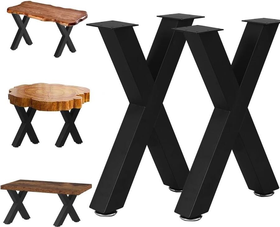 Trankielo Elegante Metalen Tafelpoten X-Vorm 40 cm Set van 2 Stijlvolle Meubelpoten voor Doe-het-zelf Projecten
