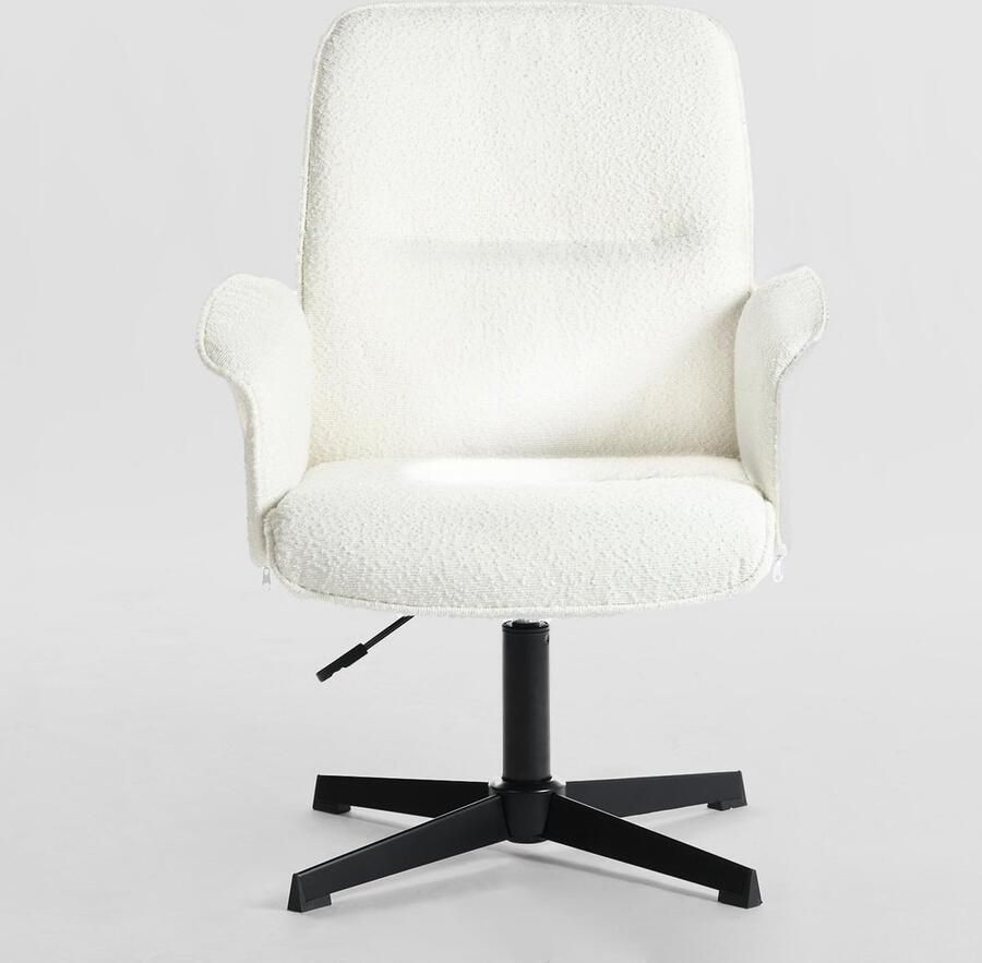 Trankielo Ergonomische Witte Bureaustoel Verstelbare Make-upstoel Stijlvol en Comfortabel voor Kantoor & Woonkamer