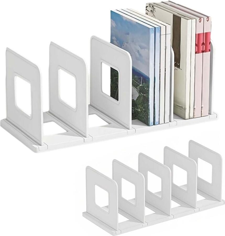 Trankielo – Hoogwaardige Bureau Organizer met 4 Vakken – Doe-Het-Zelf Boekenplanken – Tijdsschriftenhouder – Multifunctionele Documenten- en Boekenstandaard – Perfect voor Thuis Kantoor en Keuken