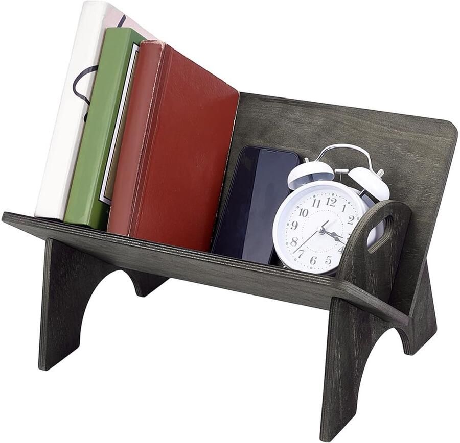 Trankielo Houten Boekenplank voor Bureau CD-opslag en Boekenorganizer Mini Draagbare Plank voor Thuis Kantoor School – 40 x 25 6 x 24 5 cm