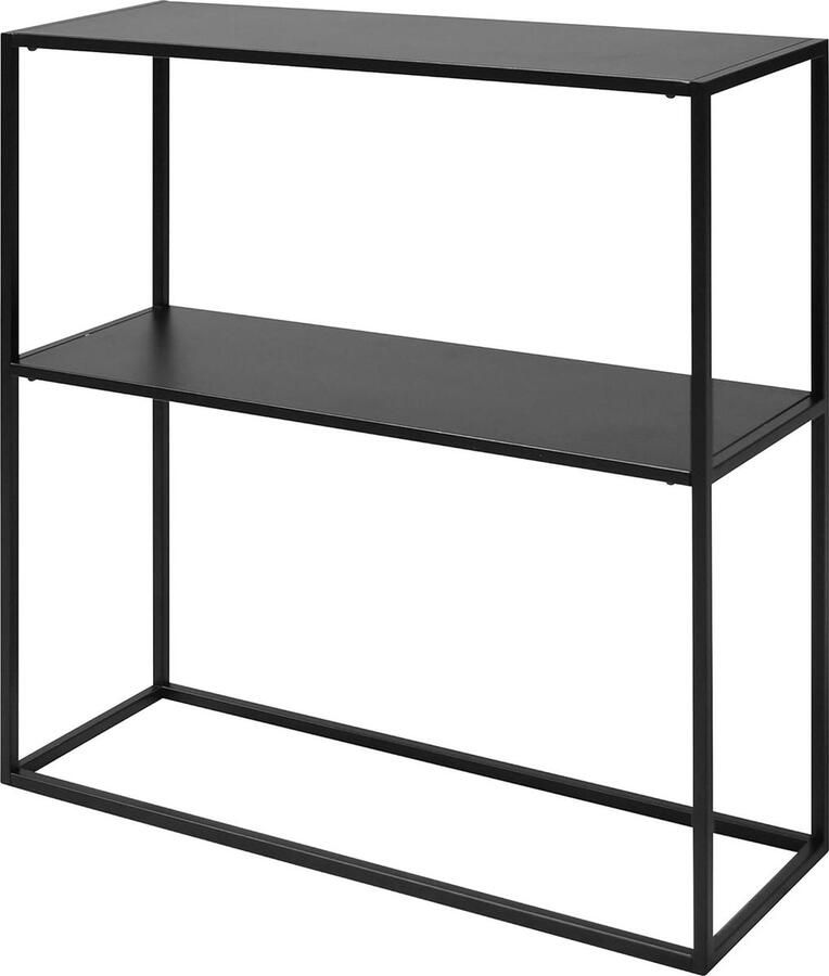 Trankielo Industriële Consoletafel Nino Zwarte Metalen Bijzettafel met Opbergruimte