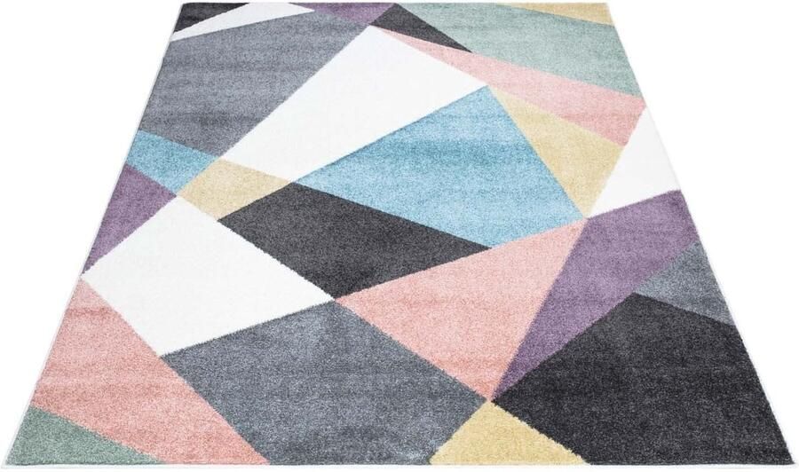 Trankielo Kleurrijk Modern Vloerkleed voor Kinder en Tienerkamer Speels Geo-Patroon 160x230cm