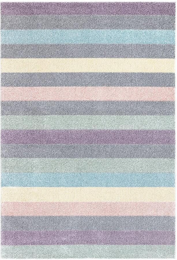 Trankielo Kleurrijk Vloerkleed voor Kinderkamer Modern Strepen-Patroon 140x200 cm