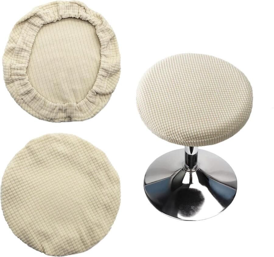 Trankielo Krukovertrekken van Polyester Stretch – Set van 2 – Ronde Barkruk Beschermhoezen met Elastische Bodem – Wasbaar en Stofdicht – Geschikt voor 25-29 cm Diameter Krukken