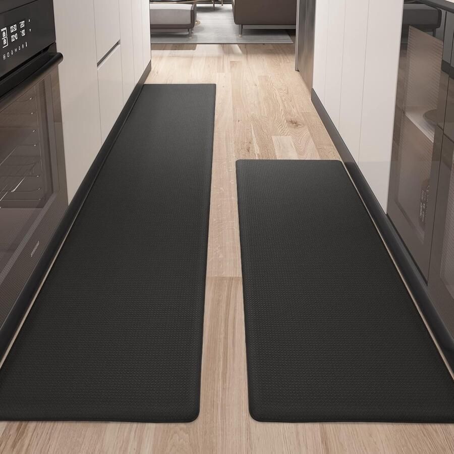 Trankielo Luxe Keukenloper Set 2 Stuks Olie- en Waterbestendige Keukenmatten Antislip en Wasbaar (44 x 120 cm + 44 x 240 cm)