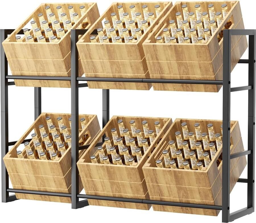 Trankielo Luxe Metalen Drankkrattenrek Multifunctionele Opbergoplossing Zwart