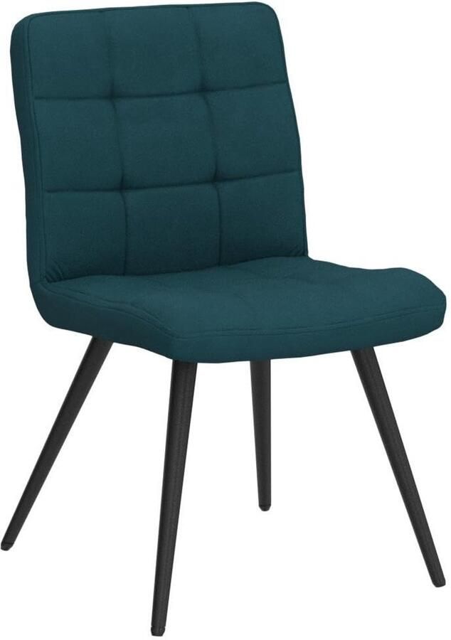 Trankielo Luxe Set van 2 Fluweelachtige Turquoise Stoelen met Sterke Zwarte Stalen Poten