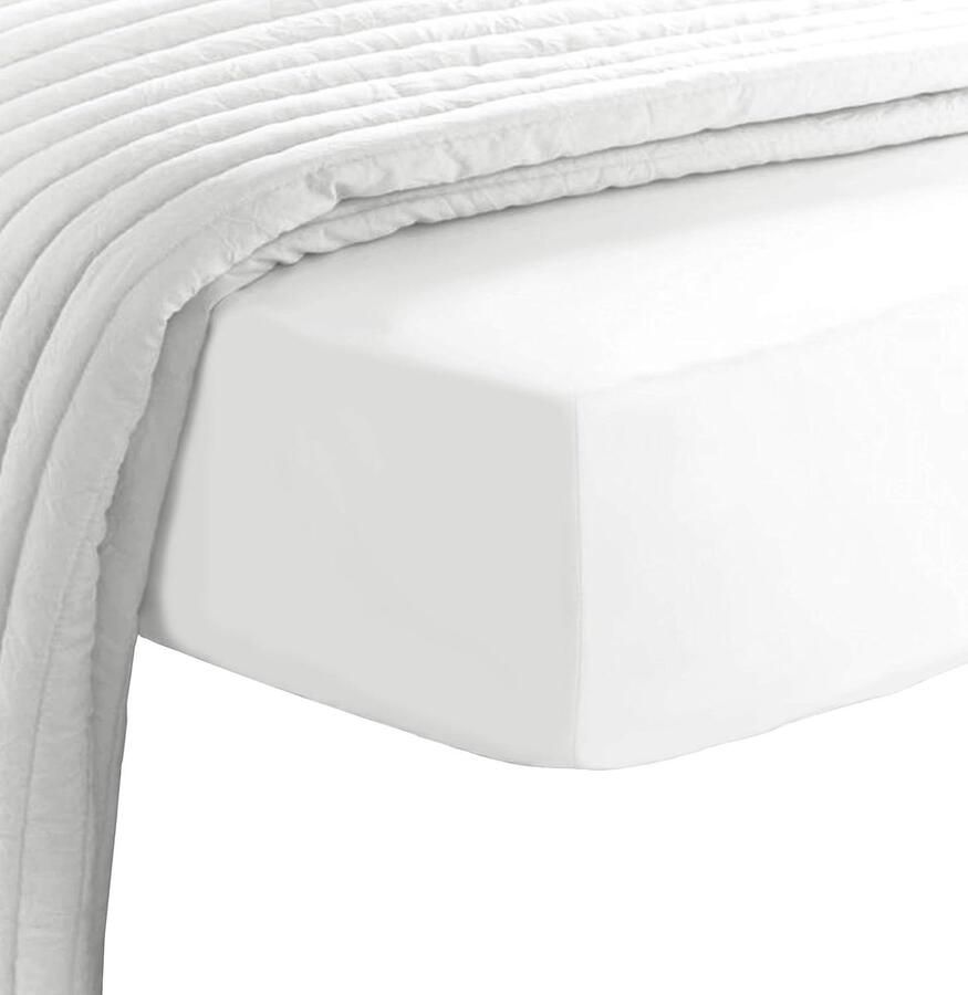 Trankielo Luxe Wit Hoeslaken van 100% Langstapelig Katoen 800-Draaddichtheid Geschikt voor Matrassen tot 40 cm hoogte 170 x 200 180 x 200 cm