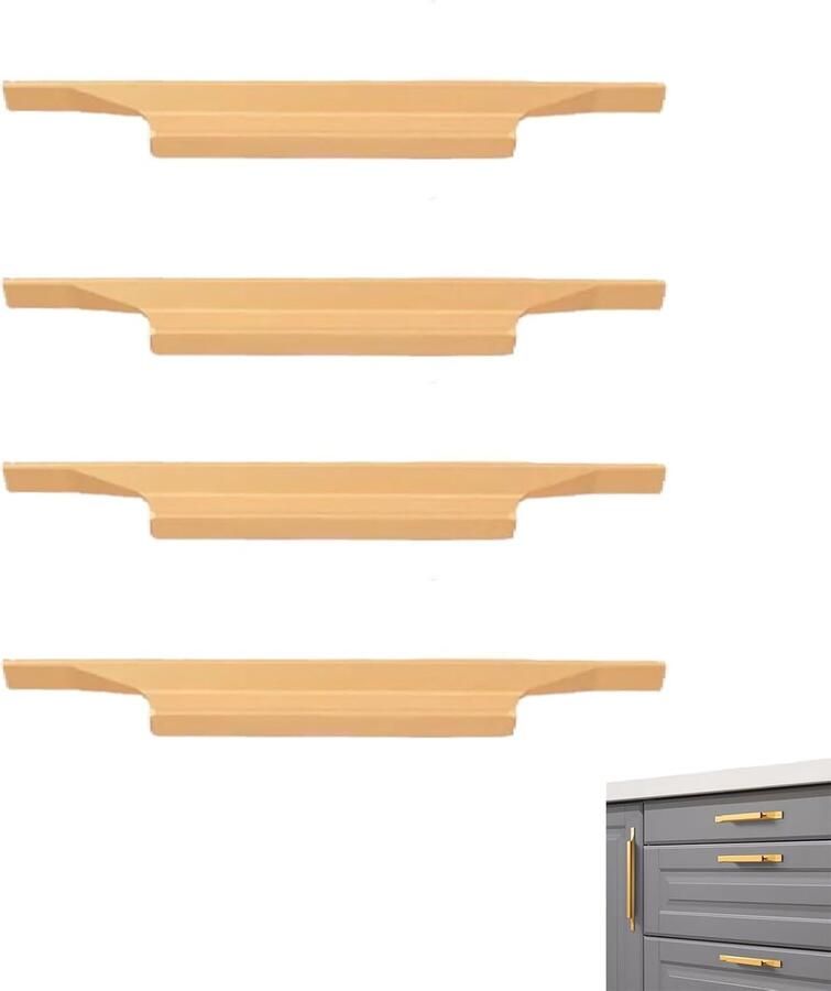 Trankielo Meubelgrepen Goud 4 Stuks – Kwalitatieve Ladehandgrepen – Geschikt voor Kledingkasten en Kastladen – Modern Design