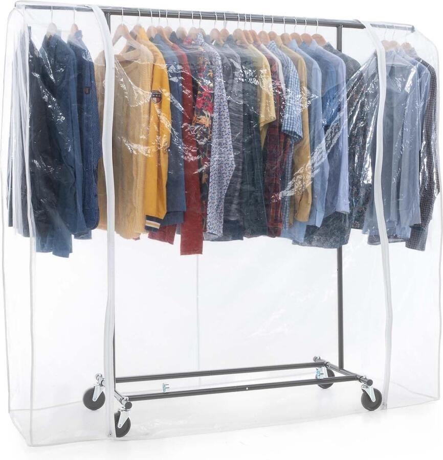 Trankielo Mobiele Zware Lasten Kledingkast met Hoes Maximaal 100 Kg Zwart