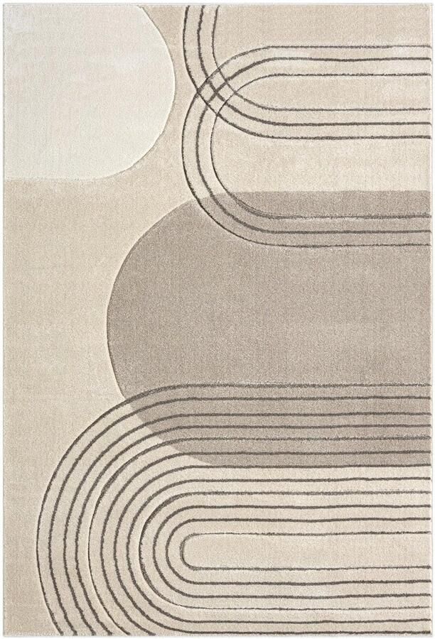 Trankielo Modern Laagpolig Vloerkleed met 3D Geo-Patroon Bruin 120 x 170 cm