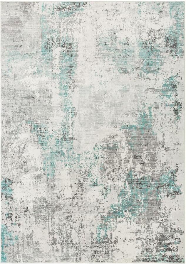 Trankielo Modern Vloerkleed Woonkamer Wasbaar Laagpolig Groen met Grijs Patroon 120 x 170 cm