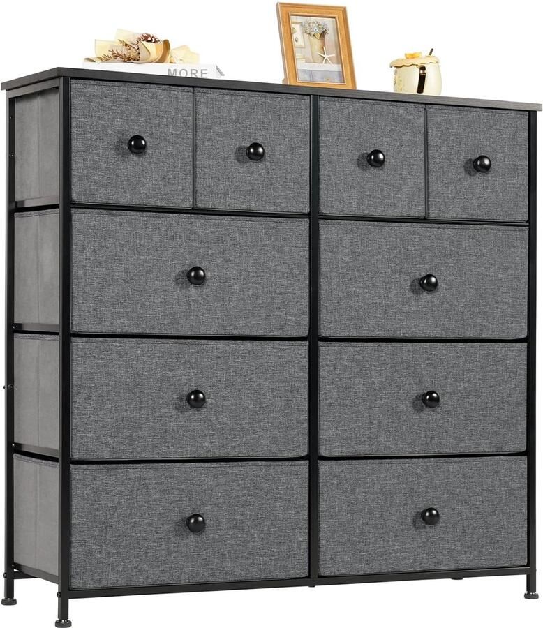Trankielo Moderne Opbergmeubel met 10 Stoffen Laden Veelzijdige Ladekast voor Keuken Kantoor Hal